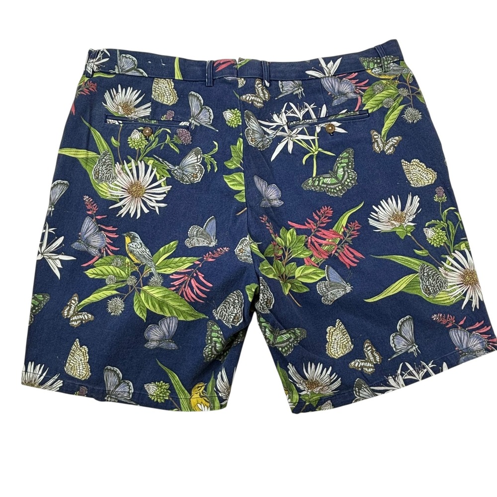 J. McLaughlin Menswear Floral Botanical Print Shorts Size 42‎ Birds Butterflies - Picture 2 of 16